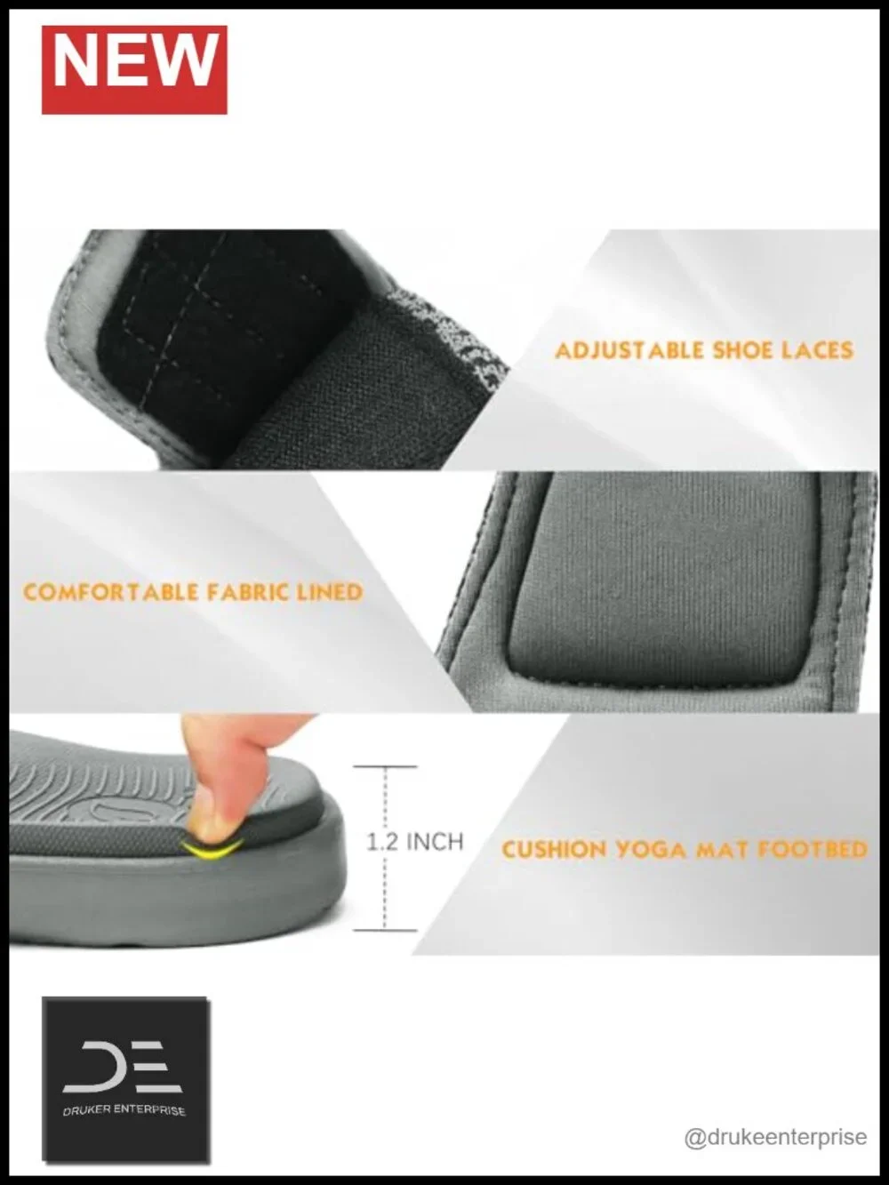 Mens Arch Support Sport Slides Adjustable Straps Orthotic Cushioned Rubber Soles